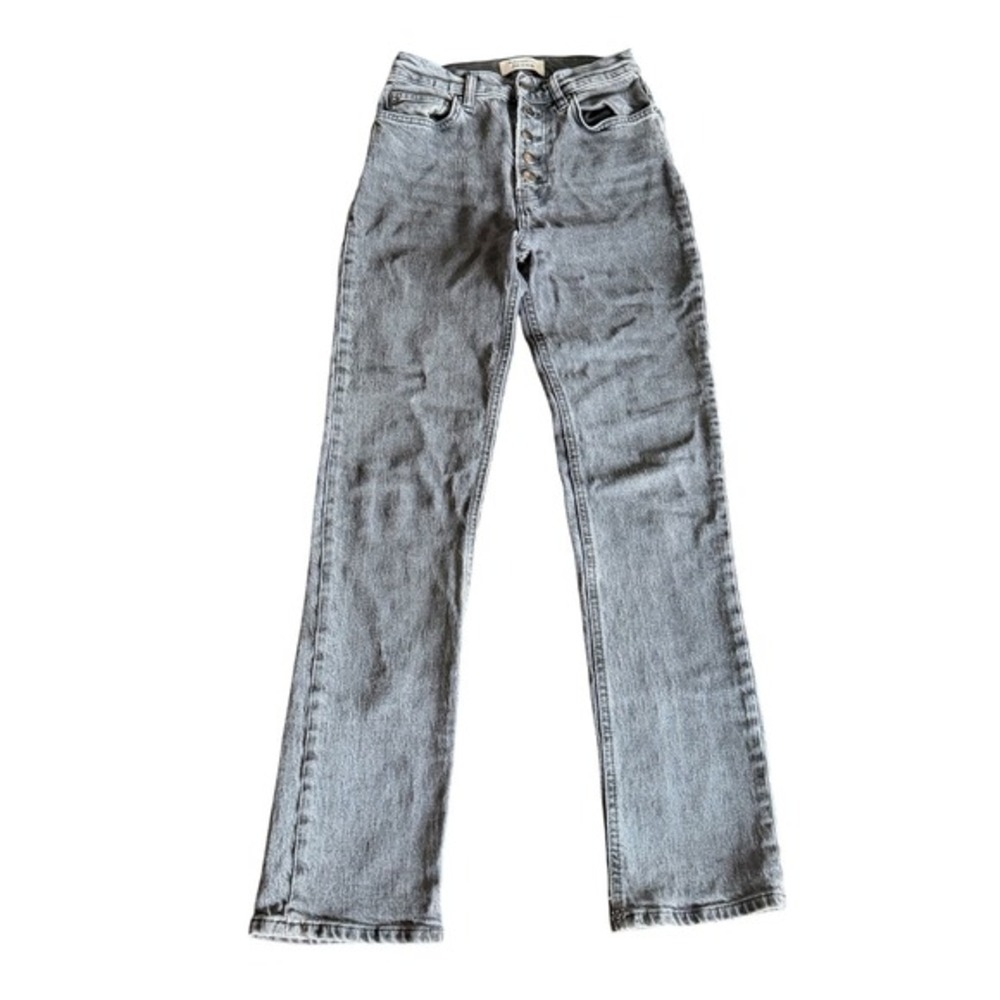 Reformation Slim Straight Leg Jeans Washed Black Denim Button Fly Size 25